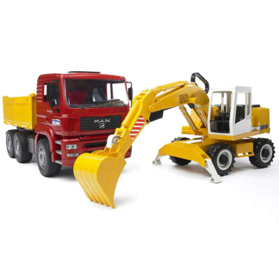 Самосвал MAN с колесным экскаватором Liebherr Bruder 02-751 1